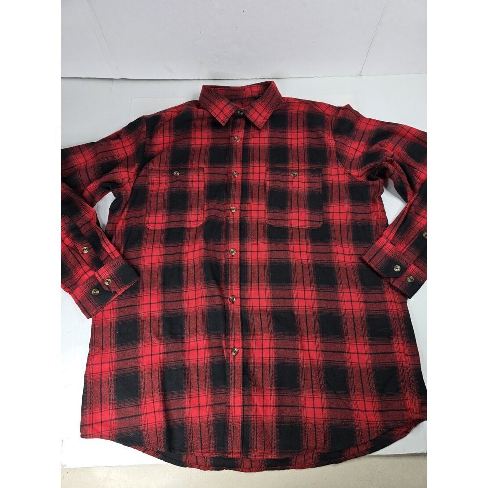 DESIGN in ITALY Flannel SHIRT Red Black Buffalo Plaid Check Men's XL Extra Large